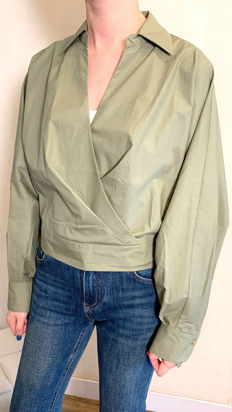 Army green structural shirt blouse