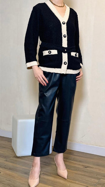 Black x off white wool jacket with silver rhinestone buttons