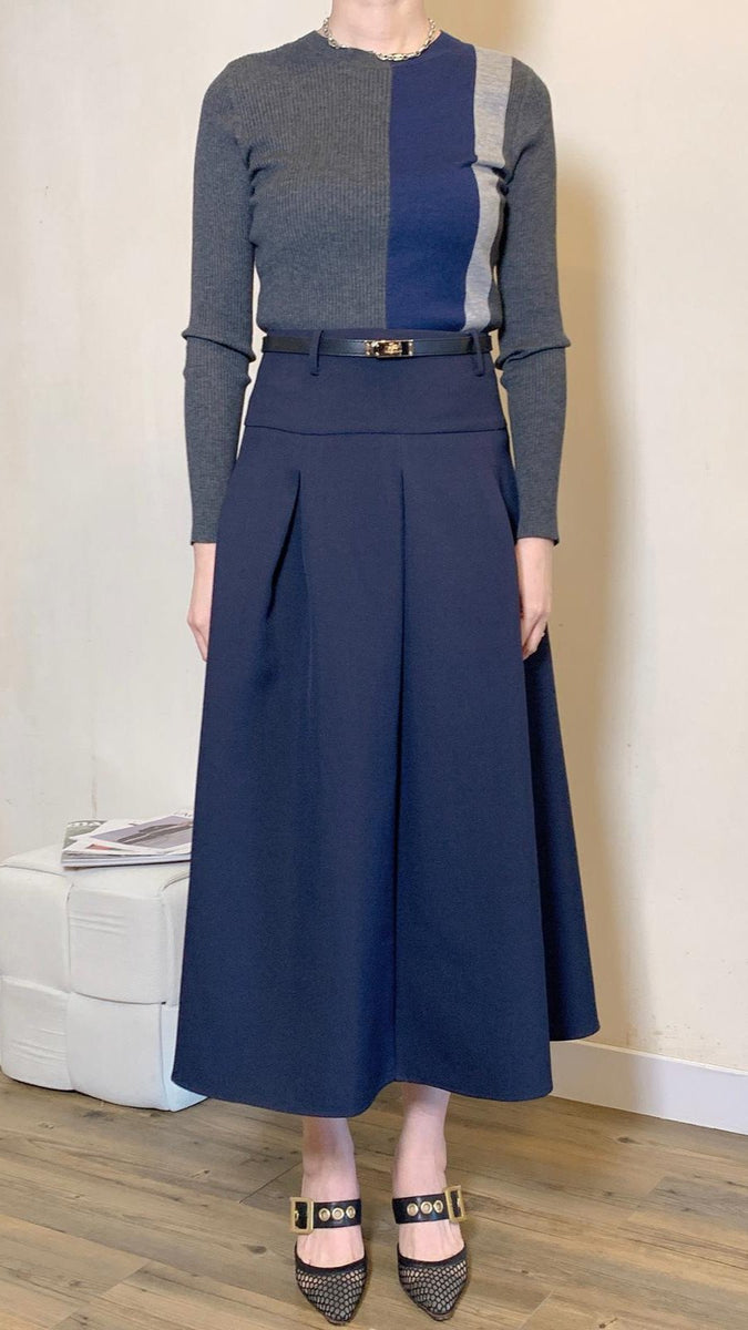 blue dress for baby girl Navy blue dress with gold turn button and black belt – Amuse