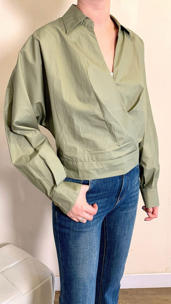 Army green structural shirt blouse