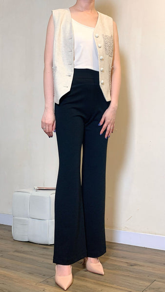 3d floral on linen vest