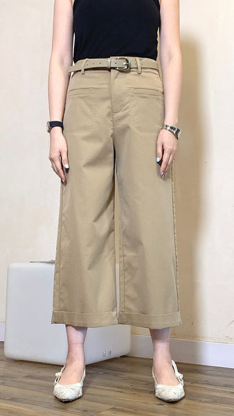 Khaki belted ankle pants