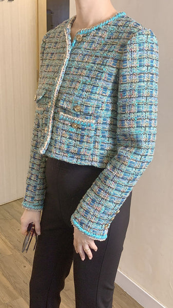 Teal x blue tweed jacket