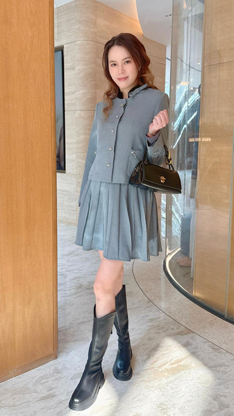 Grey blazer with bow motif