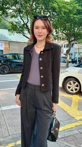 Black silhouette tweed blazer