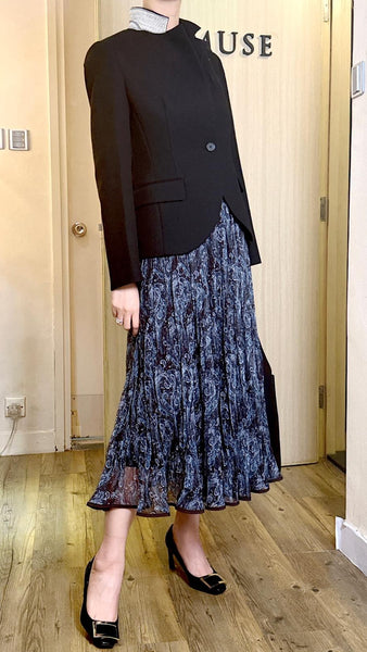 Stand collar polyester/viscose blazer