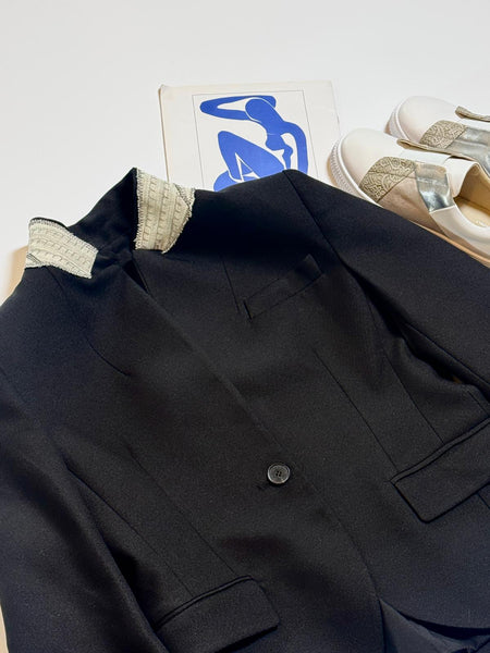 Stand collar polyester/viscose blazer