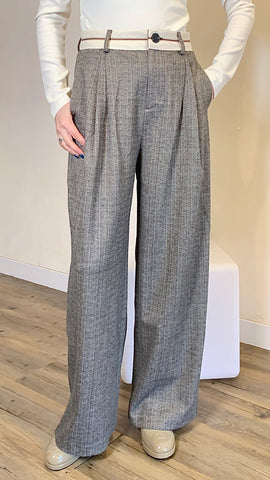 Brown-grey flannel wide-leg pants