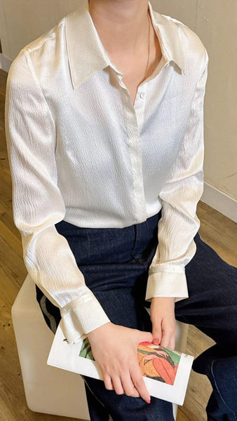 Pearl white silk shirt