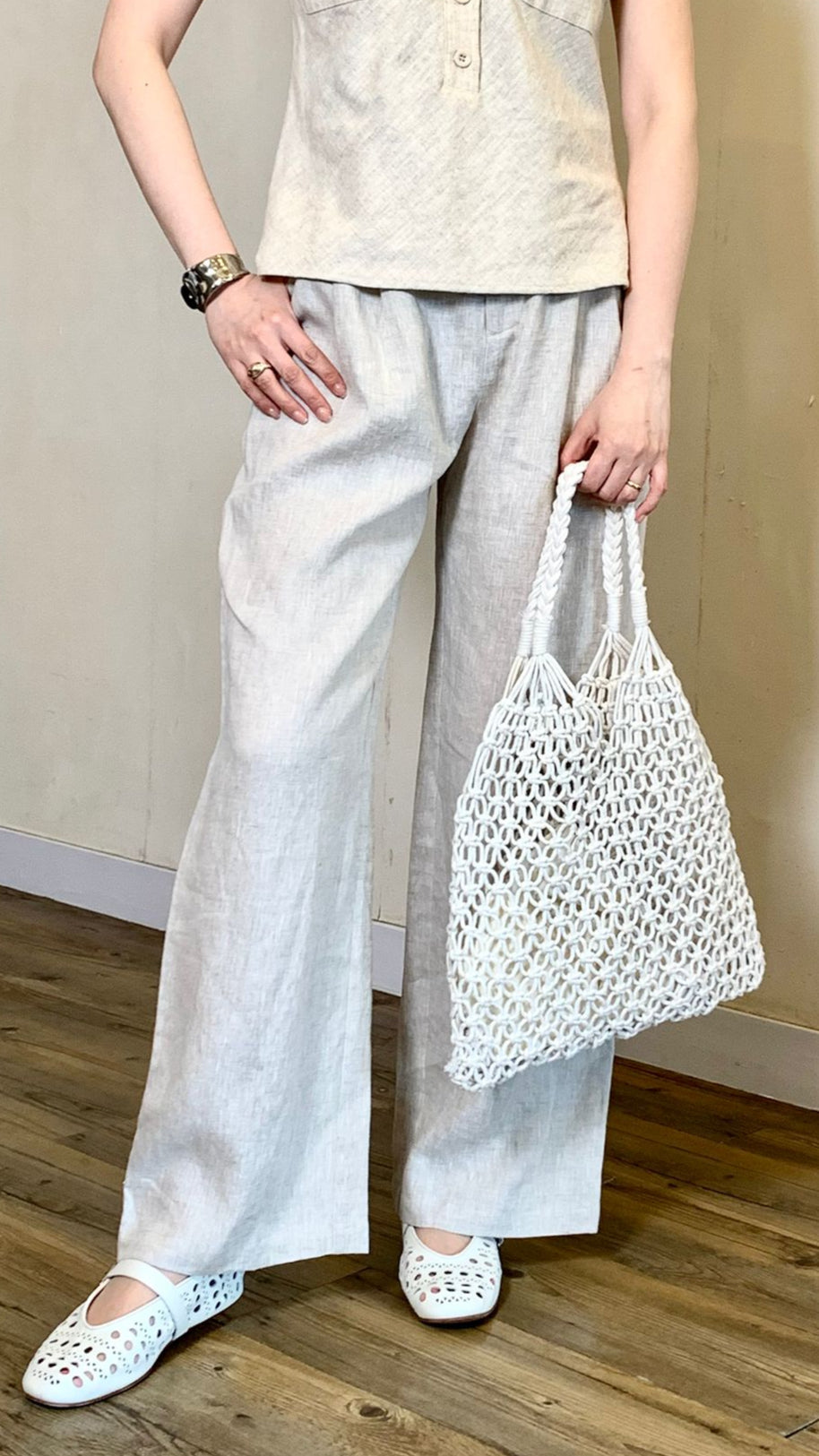 Trending linen straight leg pants