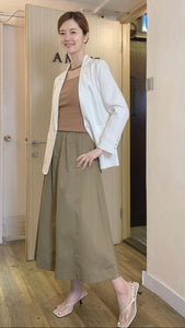 Army green cotton skirt with back pockets