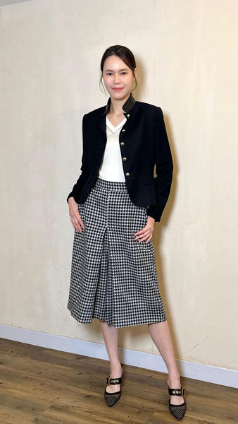 Houndstooth front slit culottes