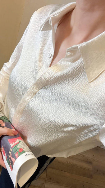 Pearl white silk shirt