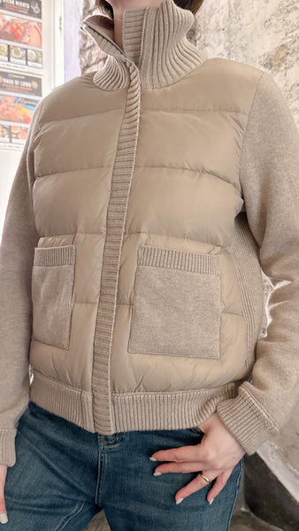 Khaki refined cashmere x down jacket