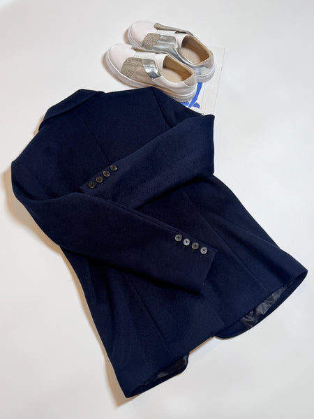Navy felt silhouette blazer