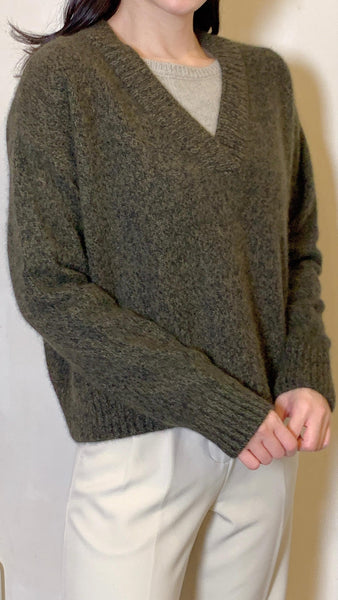 2 in 1 dark olive x grey ultra soft sweater