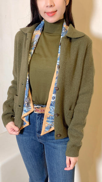 Olive green wool blouson jacket