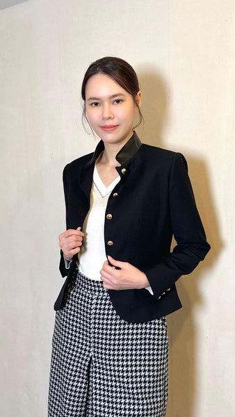 Houndstooth front slit culottes