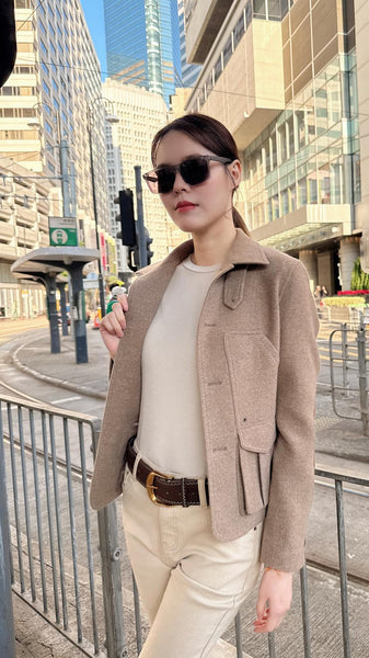 Chestnut brown tailored wool jacket