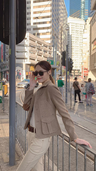 Chestnut brown tailored wool jacket